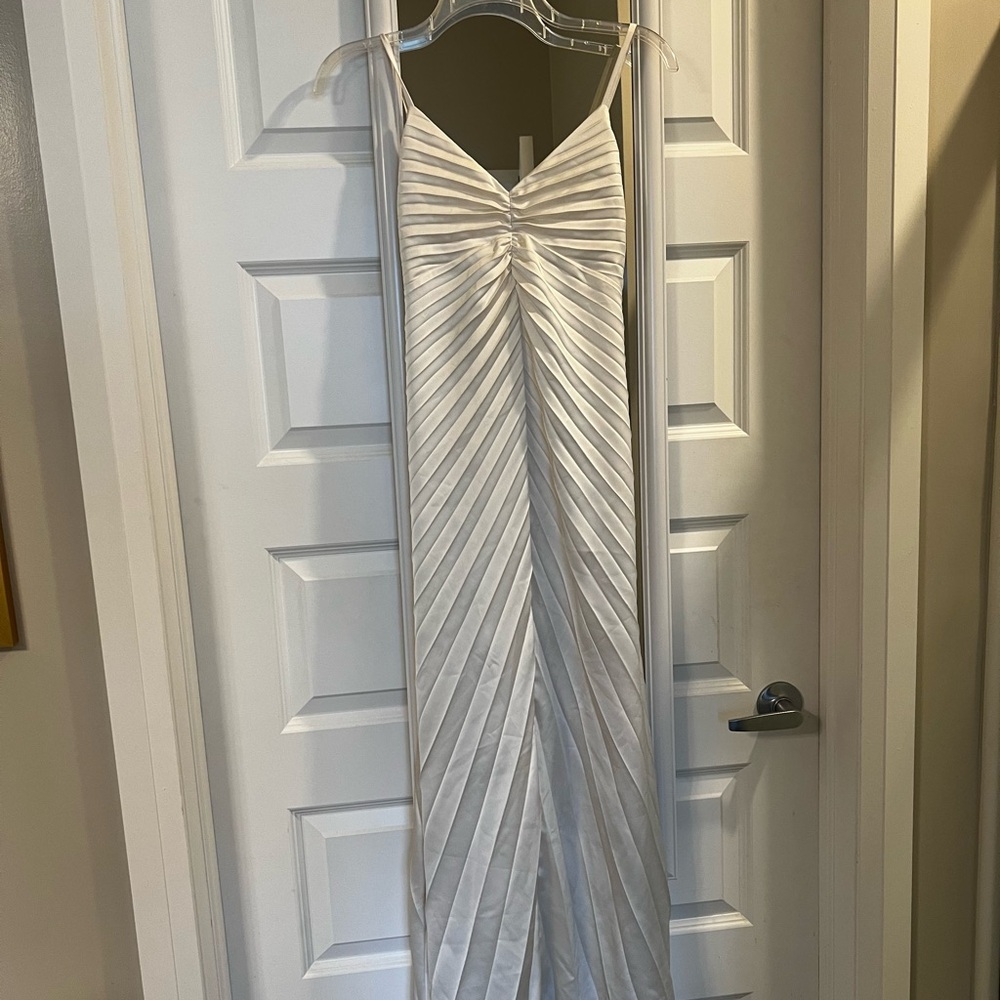 Abercrombie & Fitch White Ruched Maxi Gown